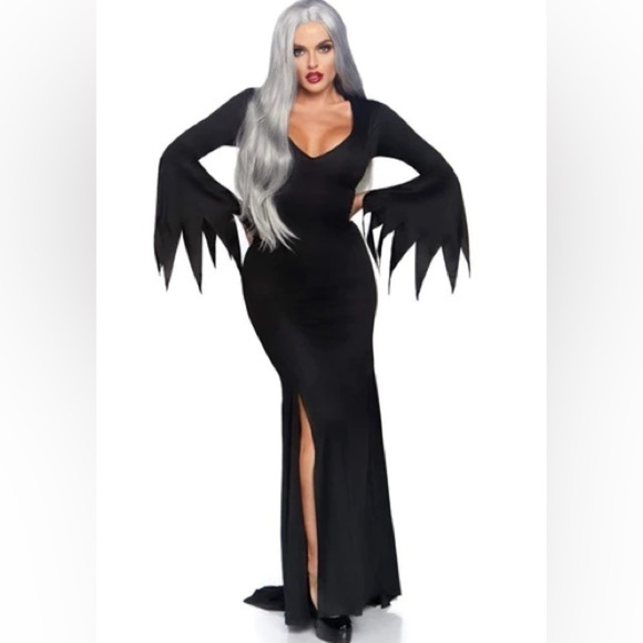 NWT - High Slit Floor Length Bodycon Gothic Dress - Black - Size: M/L - Picture 1 of 3